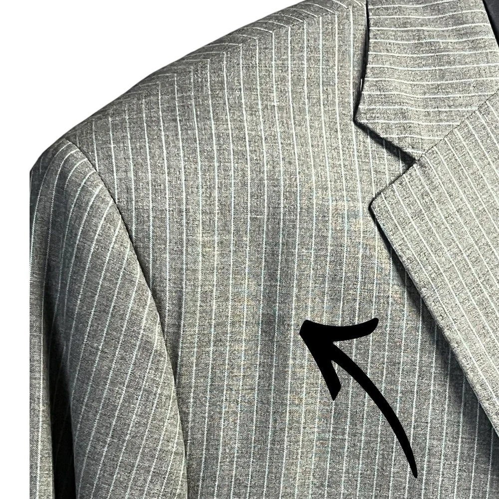 VTG‎ Innocenti Tom James Jacket 46 Grey Blue Pinstripe 2 Button Single Breasted